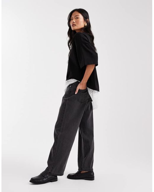Vero Moda Black Kirsa Mid Rise Straight Leg Jeans