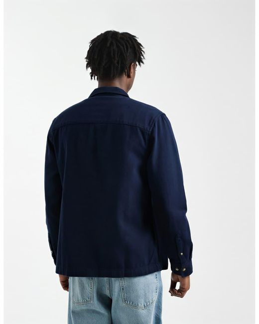 ASOS Blue Heavyweight Cotton Twill Overshirt for men