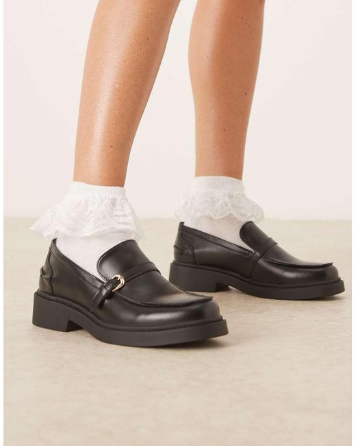 Glamorous Black Loafers With Buckle Detail