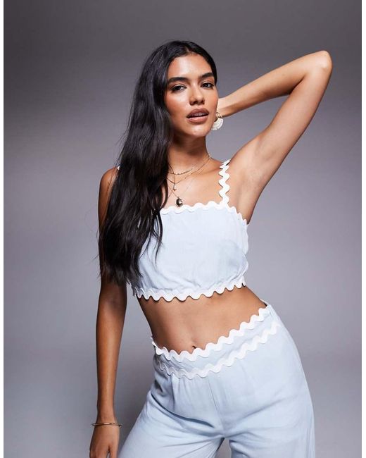 Missy Empire Gray Cotton Scallop Edge Square Neck Top Co-ord