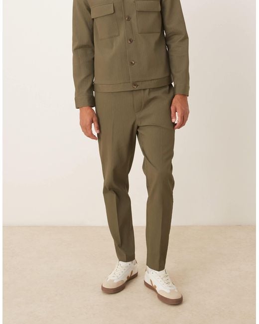 ASOS Natural Tapered Smart Co-ord Pull On Trousers for men