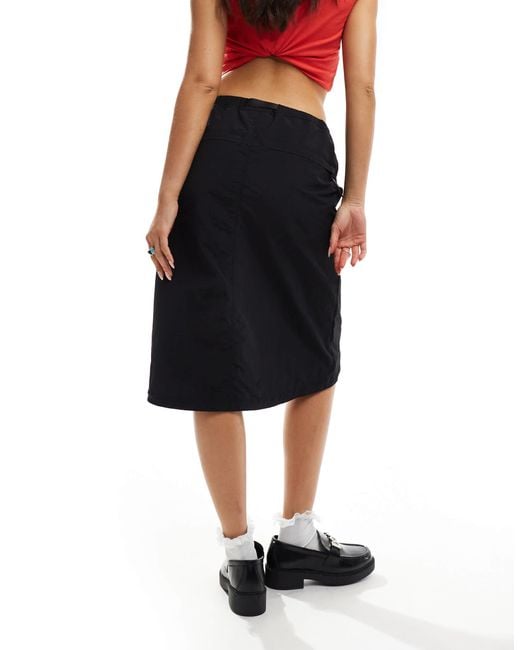Gramicci Black Nylon Packable Midi Skirt
