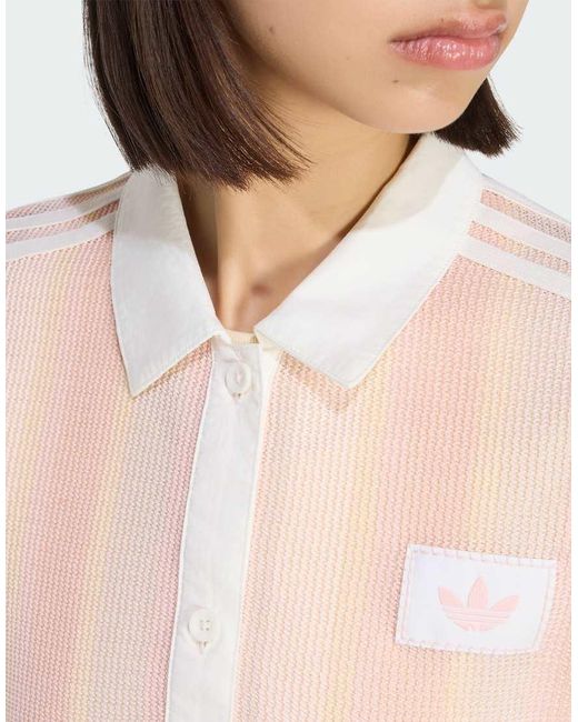 Adidas Originals Blue Summer Glow Striped Cropped Polo