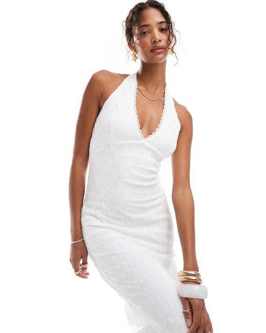 Pull&Bear White – jersey-midikleid