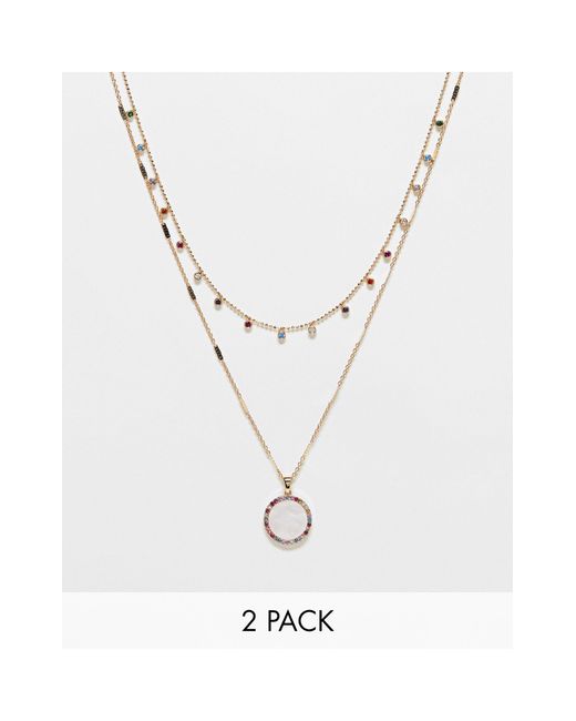 ALDO White Coltan 2 Pack Of Charm Pendant Necklaces