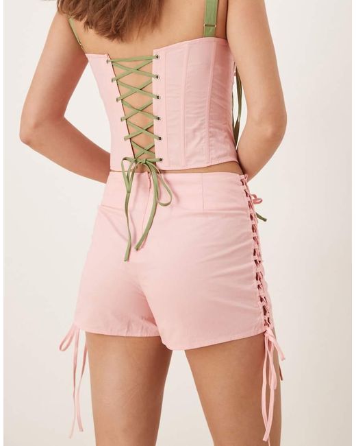 Tyler McGillivary Pink Sylvia Ribbon Detail Mini Short Co-ord