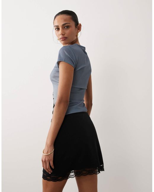 ASOS White Mini Skirt With Side Split With Lace