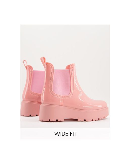asos design gadget chunky chelsea wellies in clear