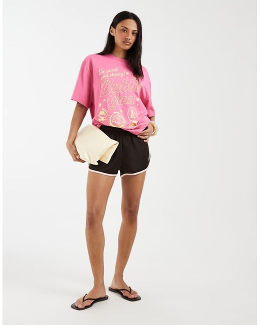 ASOS Pink Oversized T-shirt With Bubble Gum Embroidery