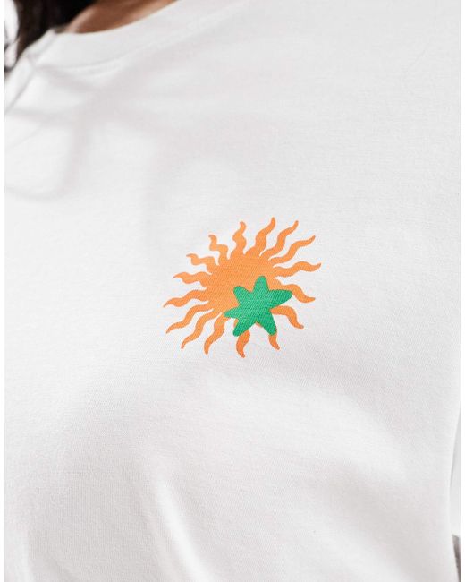 JJXX White Boxy T-shirt With Sun Print