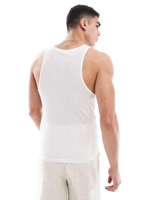 Camiseta blanca ajustada sin mangas ASOS de hombre de color White