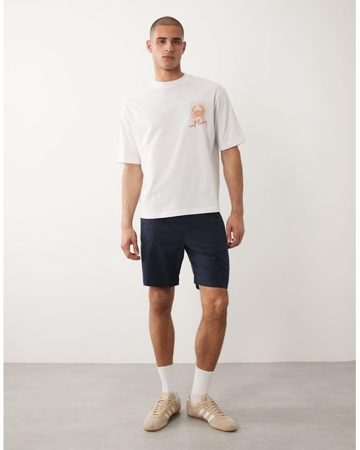 SELECTED Ruimvallend T-Shirt Met Kleine Krabprint in het White voor heren