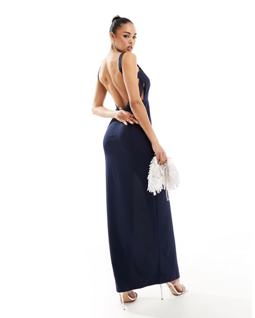 Vesper Blue Strappy Low Back Maxi Dress
