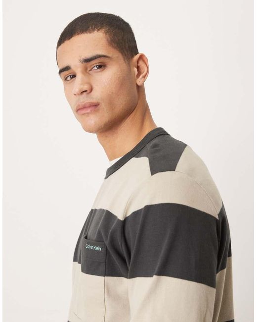 Calvin Klein Natural Long Sleeve Stripe T-shirt for men