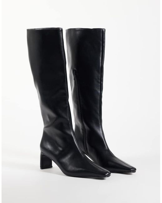 ASOS Black Cedrick Chisel Toe Heeled Knee Boots