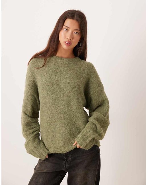 ASOS Green Ruched Sleeve Jumper