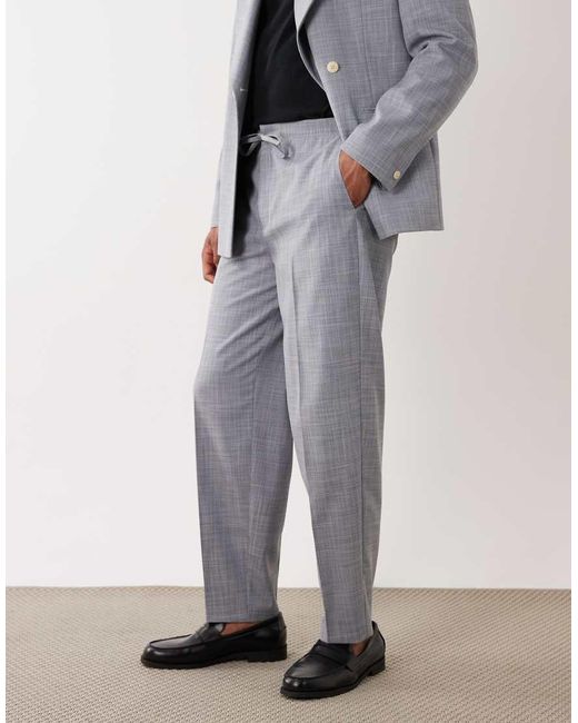 ASOS Gray Linen Look Tapered Suit Trousers for men