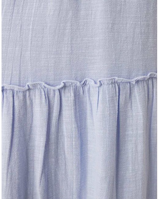 Aware Blue High Waist Boho Tiered Maxi Skirt