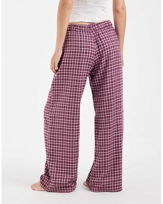 Hollister Purple Wide Leg Flannel Pyjama Bottoms