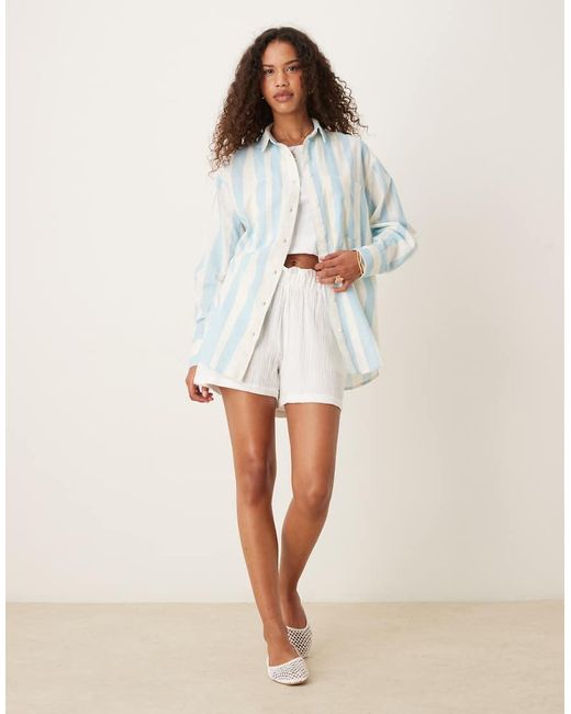 ASOS White Linen Blend Oversized Shirt