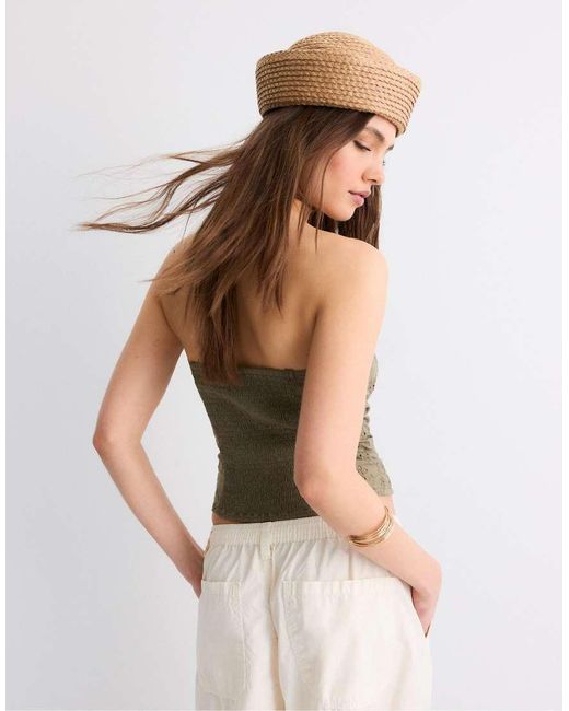 Stradivarius Green Corset Bustier Top