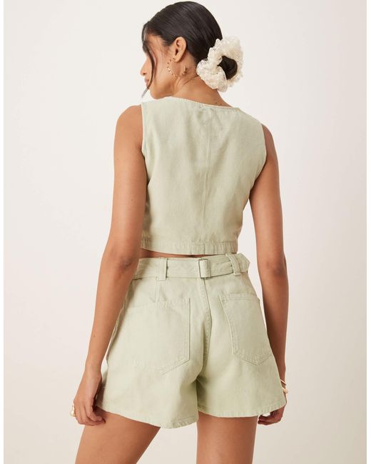 ASOS Natural Denim Vest Top With Button Front