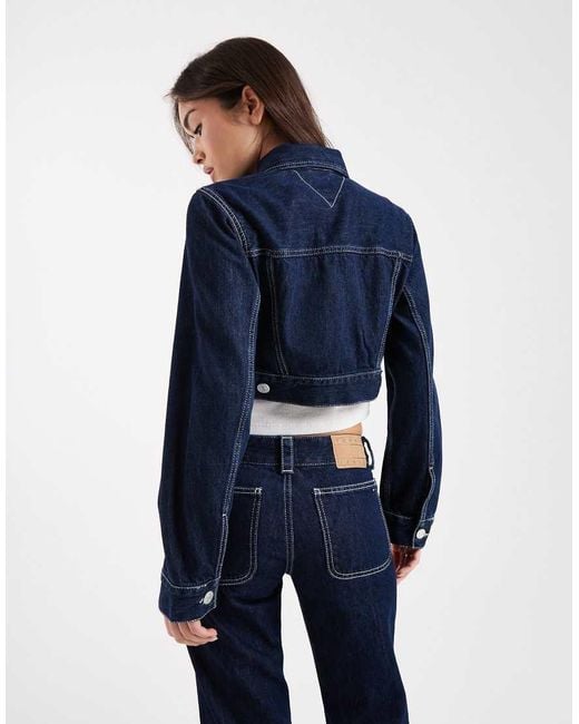 Tommy Hilfiger Blue Cropped Denim Jacket Co-ord