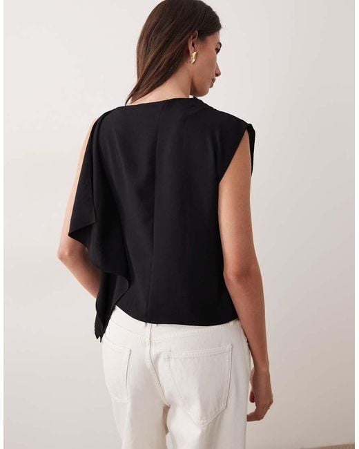 Mango Blue Asymmetric Sleeveless Top With Hardware Detail