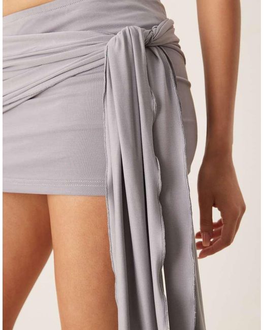 Motel Gray Gretna Tie-detail Slinky Cupro Mini Skirt