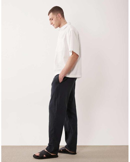 JJ Rebel Blue Drawstring Linen Mix Trouser for men