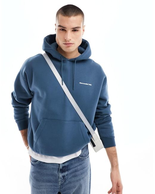 Abercrombie & Fitch Blue Microscale Trend Logo Hoodie for men