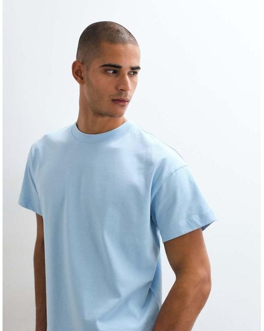 4505 Blue Icon Heavyweight Cotton Shrunken Boxy Fit T-shirt With Quick Dry Finish for men