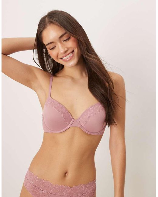 Calvin Klein Brown Perfectly Fit Lace Lightly Lined Perfect Coverage Bra