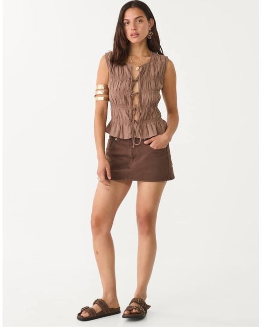 Stradivarius White D62 Denim Skort