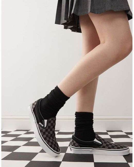 Vans Gray Slip-on Checkerboard Trainers