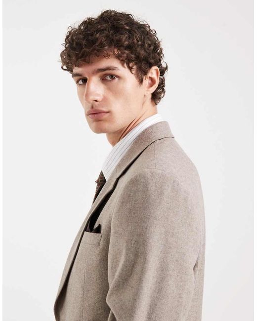 ASOS Brown Slim Suit Jacket With Wool for men