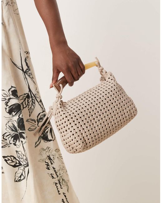 ASOS Natural Resin Handle Woven Grab Bag
