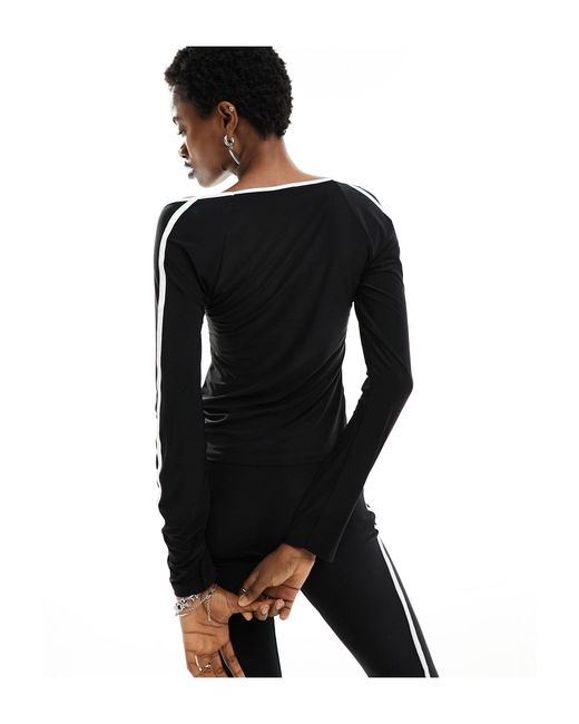 Collusion Black Square Neck Long Sleeve Slinky Top Co-ord