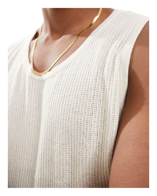 Abercrombie & Fitch White Crochet Knit Vest for men