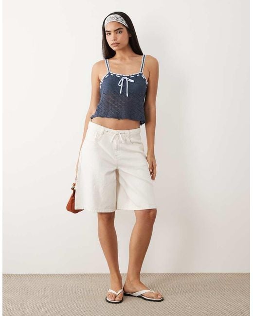 Kiwi & Co Blue Crochet Tie Front Detail Cami Top
