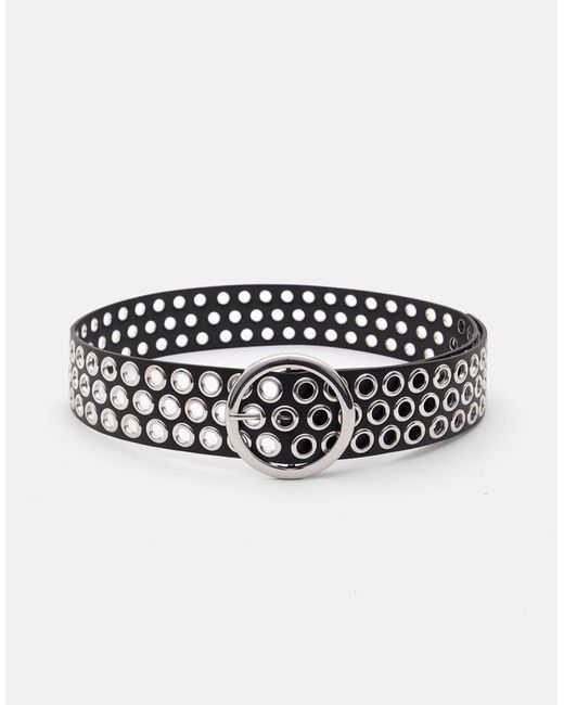 Ceinture en similicuir à œillets Pull&Bear en coloris White