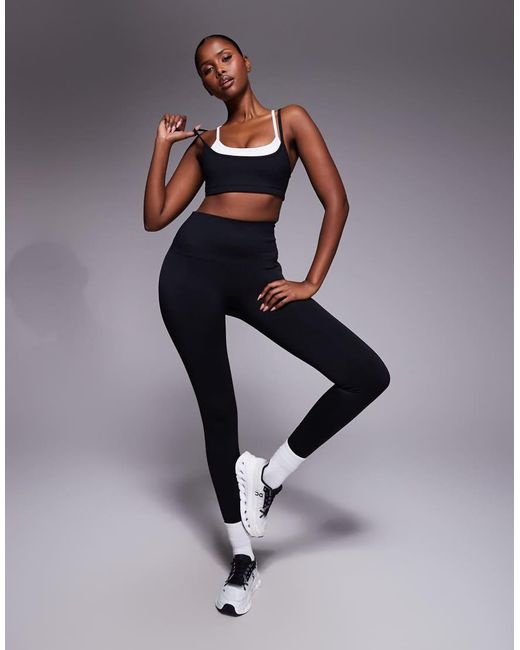 4505 Black Double Layer Strappy Sports Bra With Removable Padding
