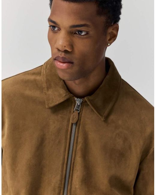 Pull&Bear Brown Faux Suede Jacket for men