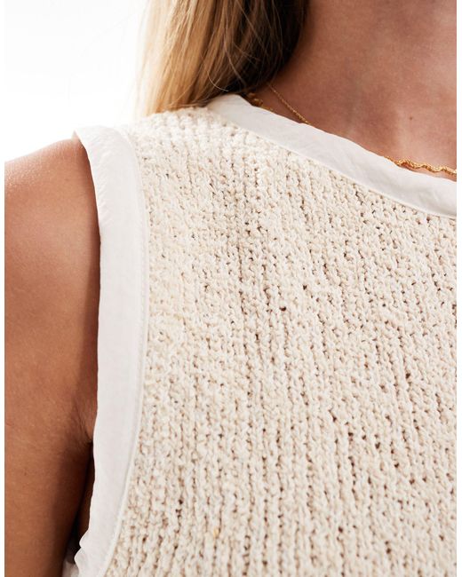 Mango White Knitted Sleeveless Cropped Top