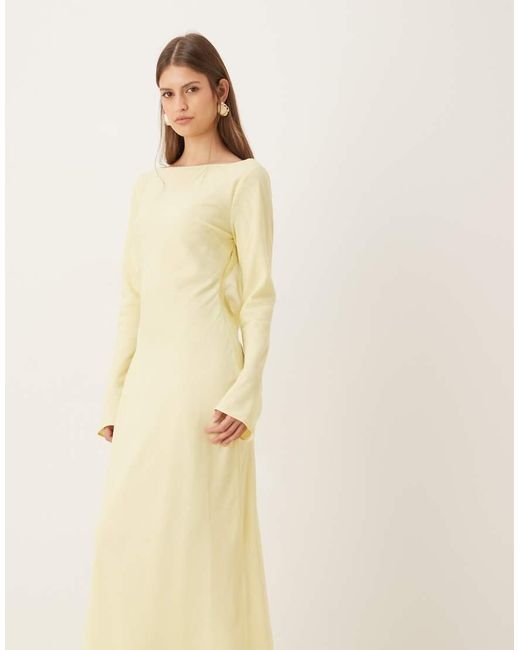ASOS Natural Chiffon Maxi Dress With Cowl Neck Back Detail