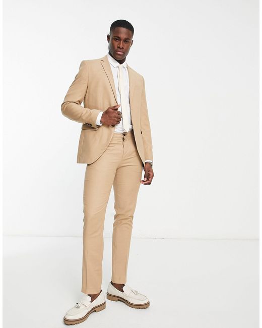 Jack & Jones Premium Slim Fit Single Breasted Suit Jacket in Natural for  Men | Lyst UK