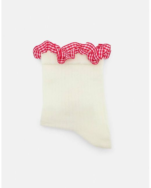 Pull&Bear White Lace Trim Socks