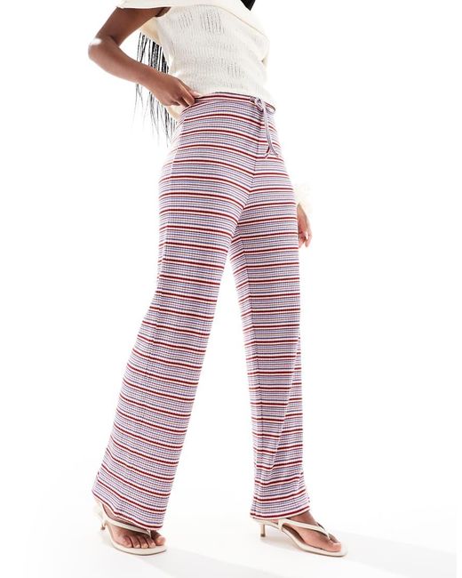 Pieces Geribbelde Broek Met Wijde Pijpen in het Purple