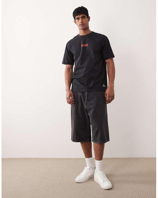 Only & Sons Black Relaxed Fit T-shirt With Metallica Back Print for men
