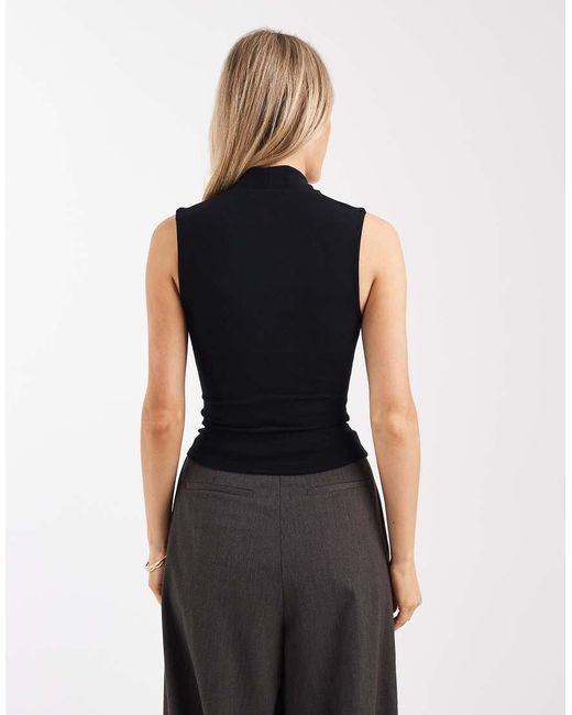 ASOS Black Compact Cotton Plunge Top